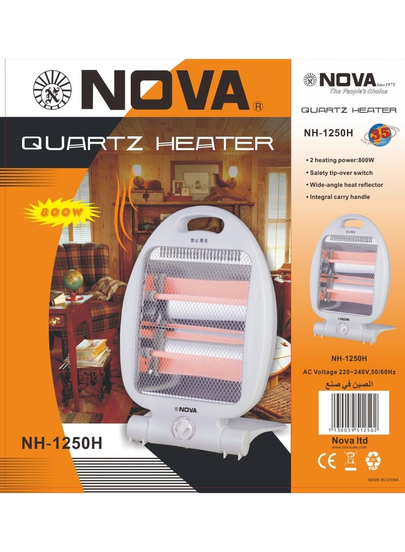 NOVA Quartz Heater NH-1250H 800W Electric Room Heater with Dual Heat Settings 800W, Tip-Over Safety Switch & Carry Handle - Image 1